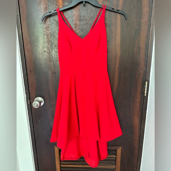 B Darlin Dresses & Skirts - B Darlin Macy’s Red high-low dress spaghetti straps and V-neck women juniors 5/6